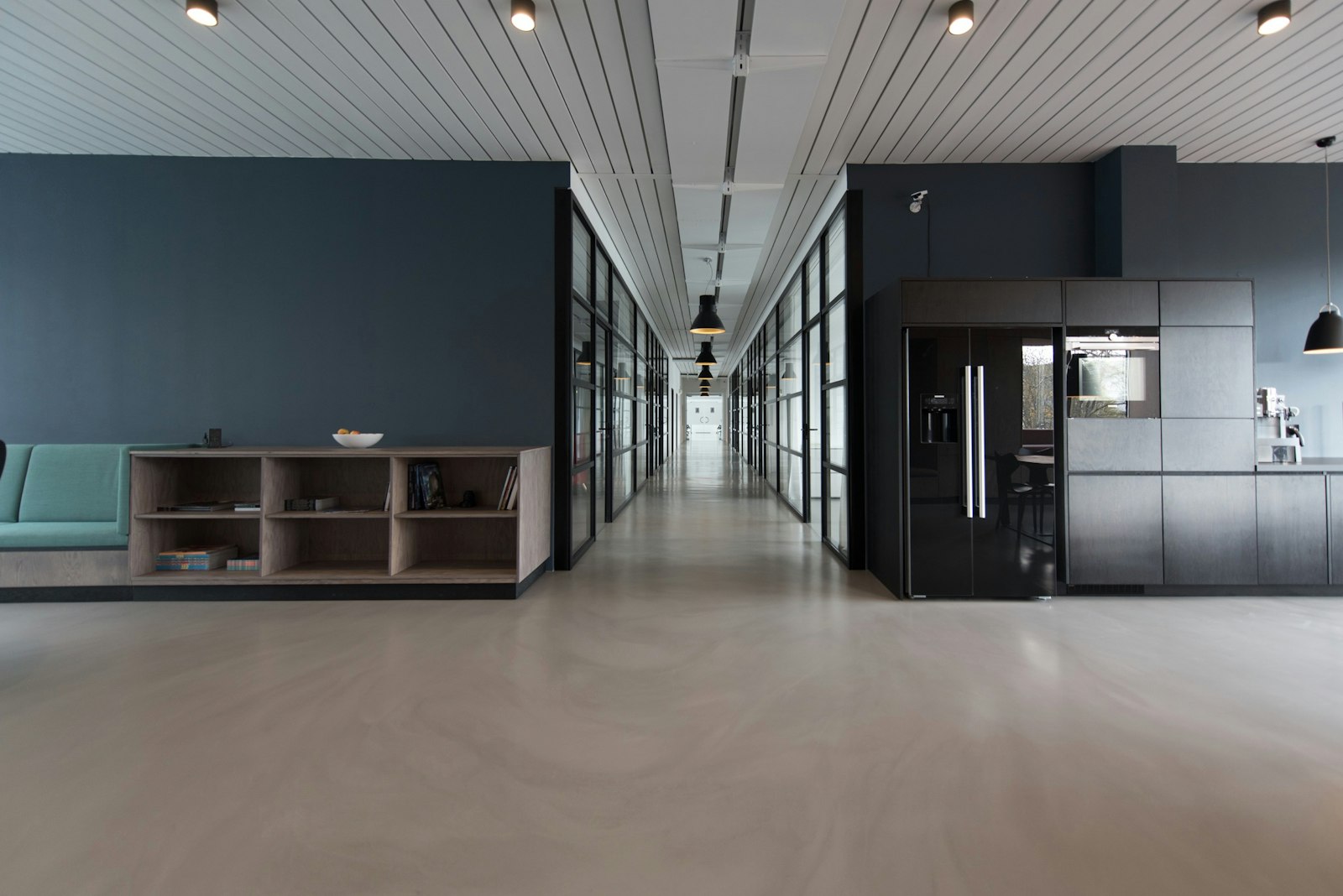 A bright office workspace used for focused production work